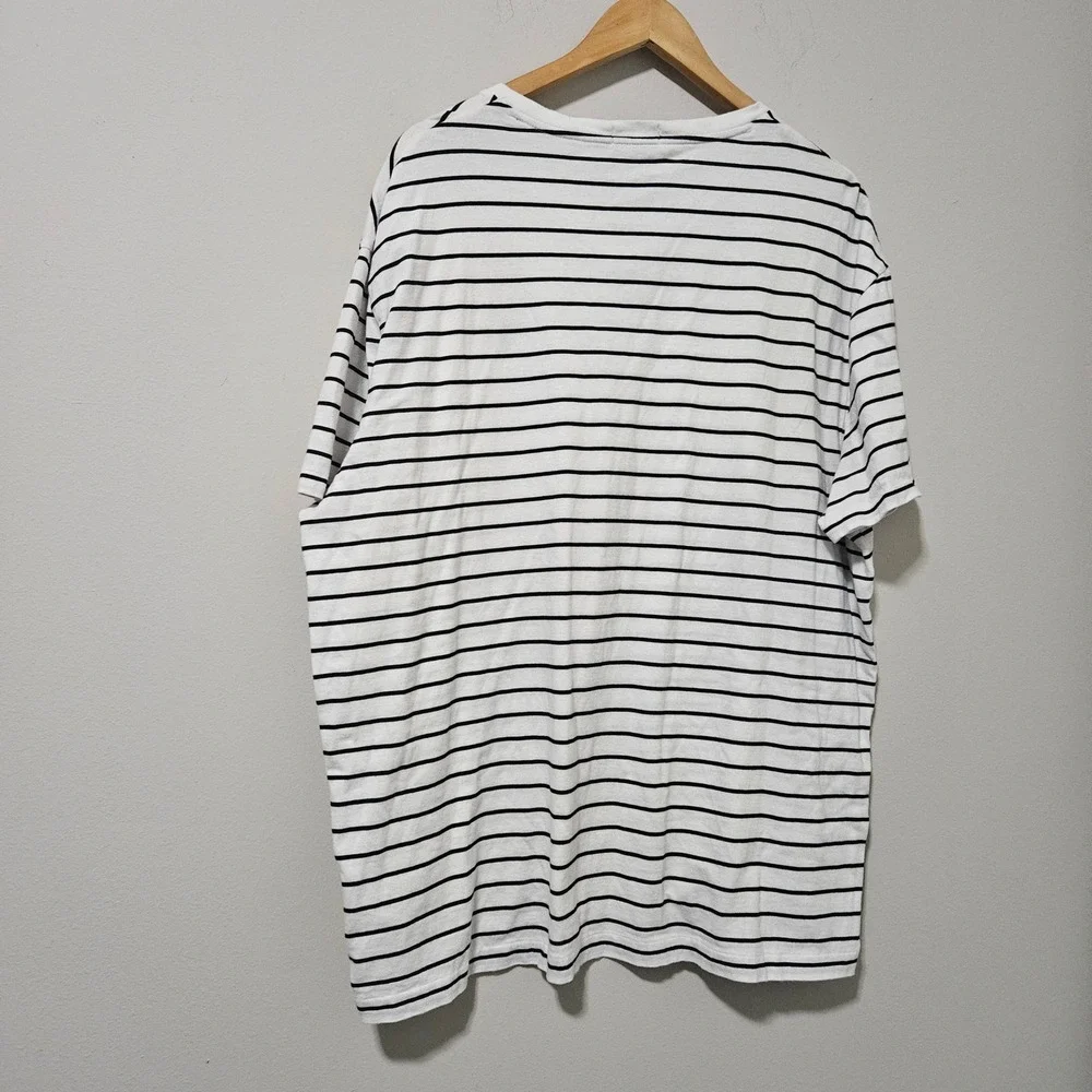 Polo‎ Ralph Lauren Mens XL Classic Fit V-Neck Striped T-Shirt White Navy Blue